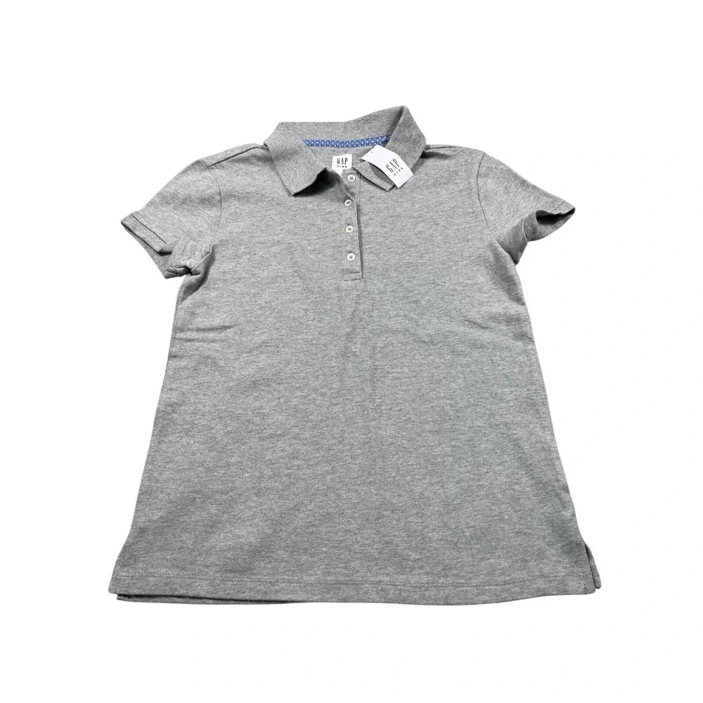 NWT GAP Kids Girls Large Gray Uniform Polo Shirt‎ Short Sleeve